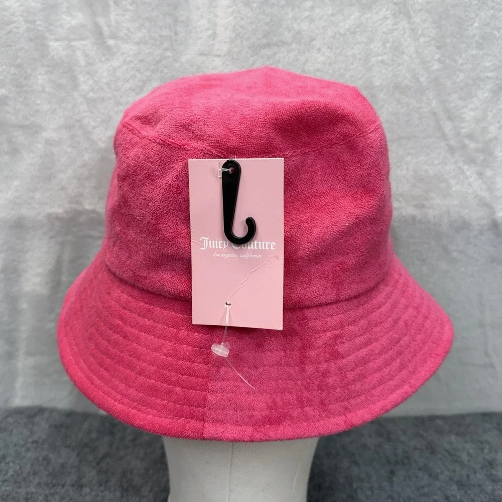 NWT‎ Juicy Couture Hat Bucket Womens Pink Terry Embroidered Logo Lined Beach Y2K